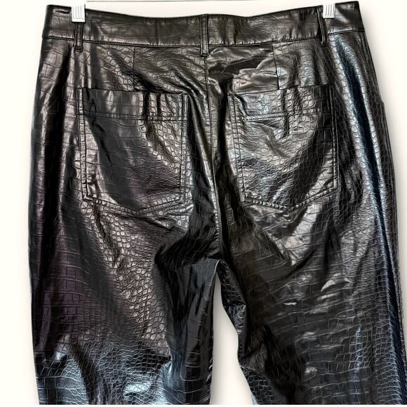 A New Day Faux Snakeskin Straight Leg Pants High Rise Women Size 14 Black New - Picture 7 of 12